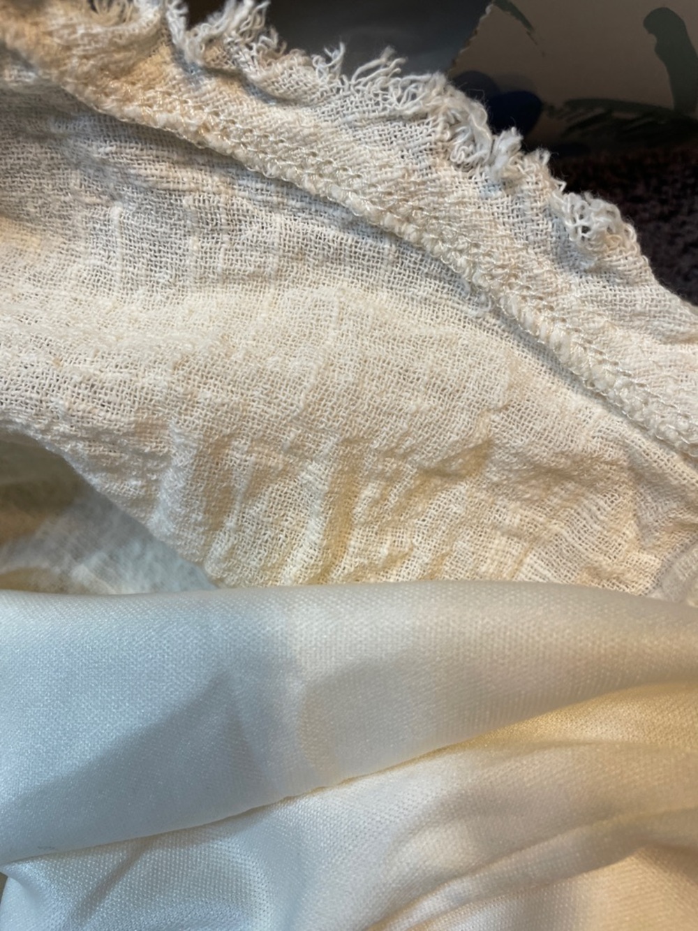 🧺Natural Fiber Lined Peasant  Puff Sleeve Top Size L - Picture 5 of 5